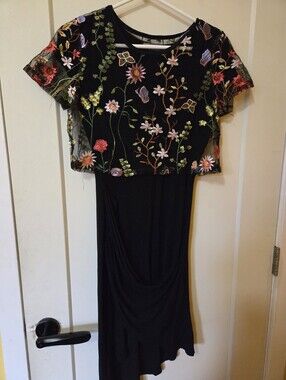 Finn & clover Asymmetrical Stretchy Black Dress With Shear Cover.